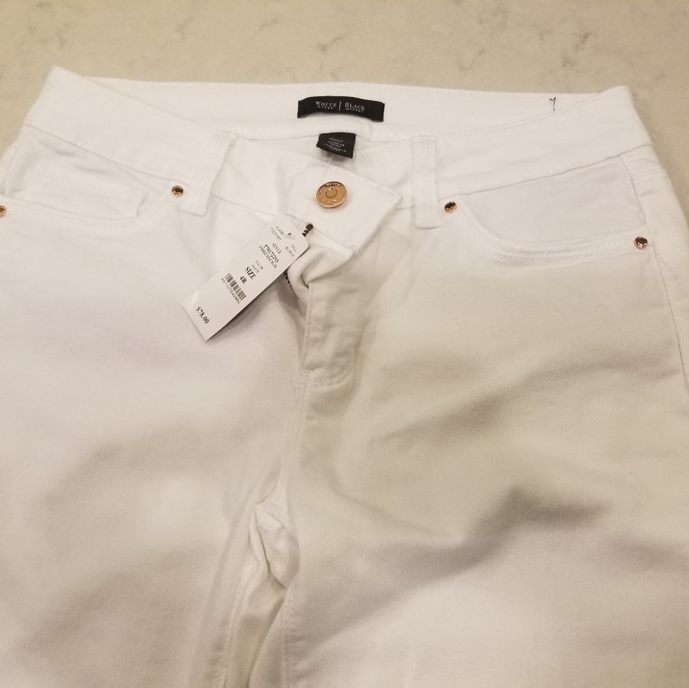 White House Black Market 4R Slim Cut White Denim - Picture 4 of 8